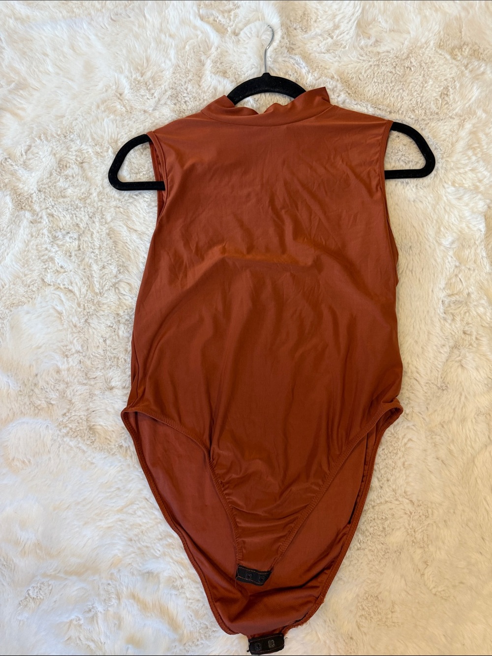 Boohoo Rust Sleeveless Mock Neck Bodysuit
